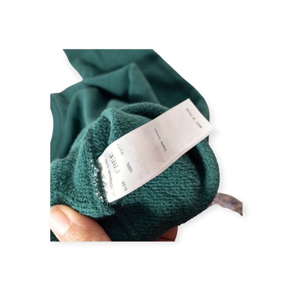 Moussy Tokyo Green Cropped Sweatshirt With Striped Cuffs & Collar Free Size 100% - Picture 6 of 10